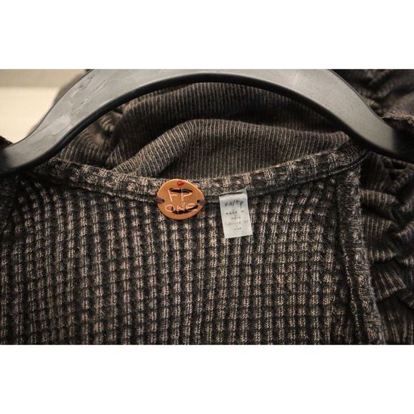 Free People One Women's Sz XS Black/Gray Katya Thermal Ruched Mini Dress - Picture 5 of 11